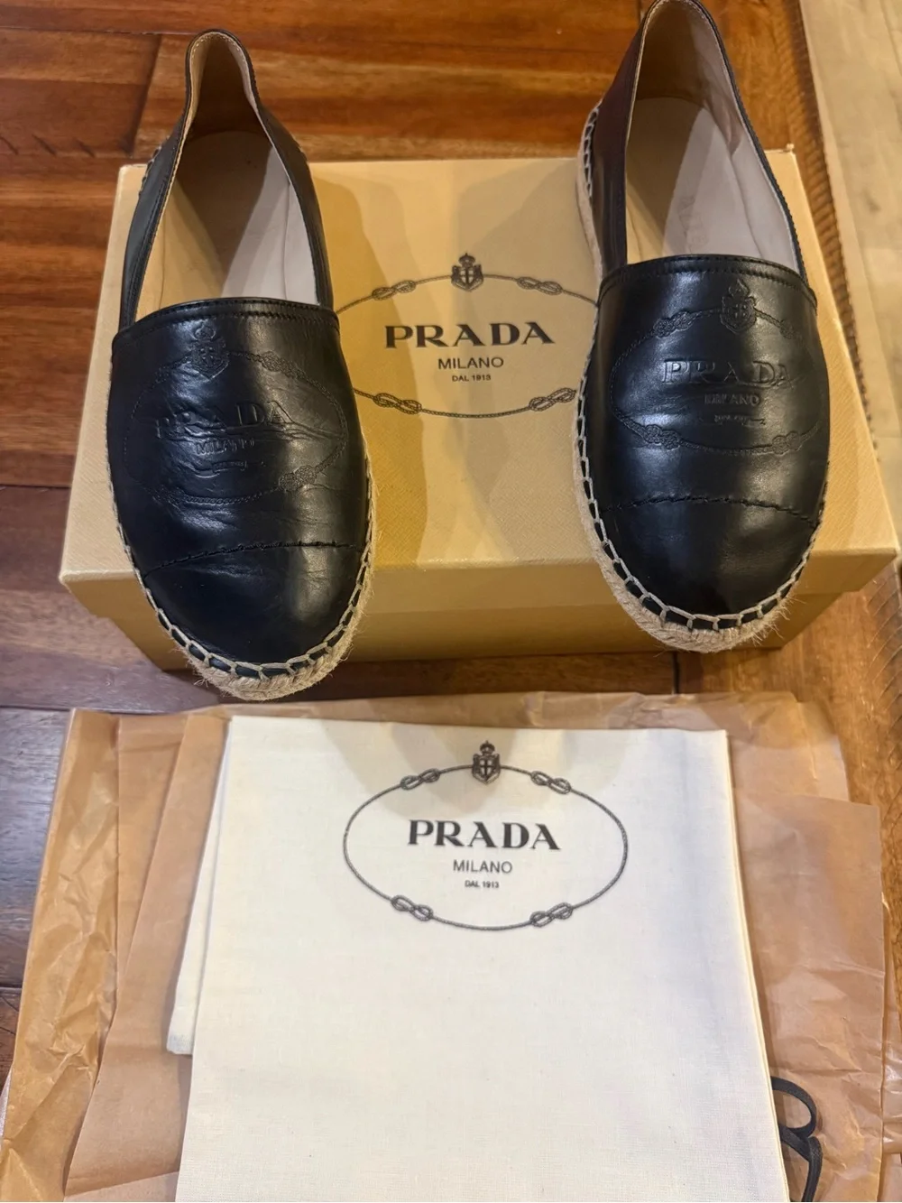 PRADA Women’s Black Leather Espadrilles